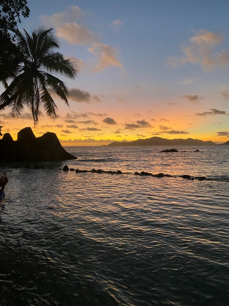 sunset in La Digue