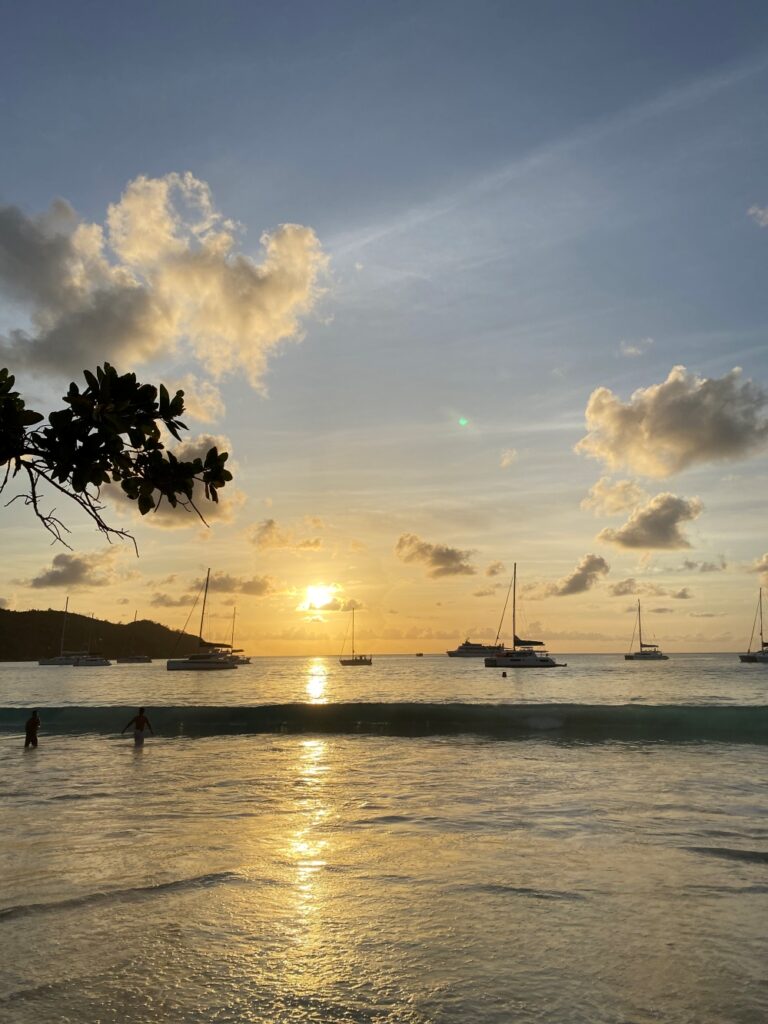 sunset in anse Georgette